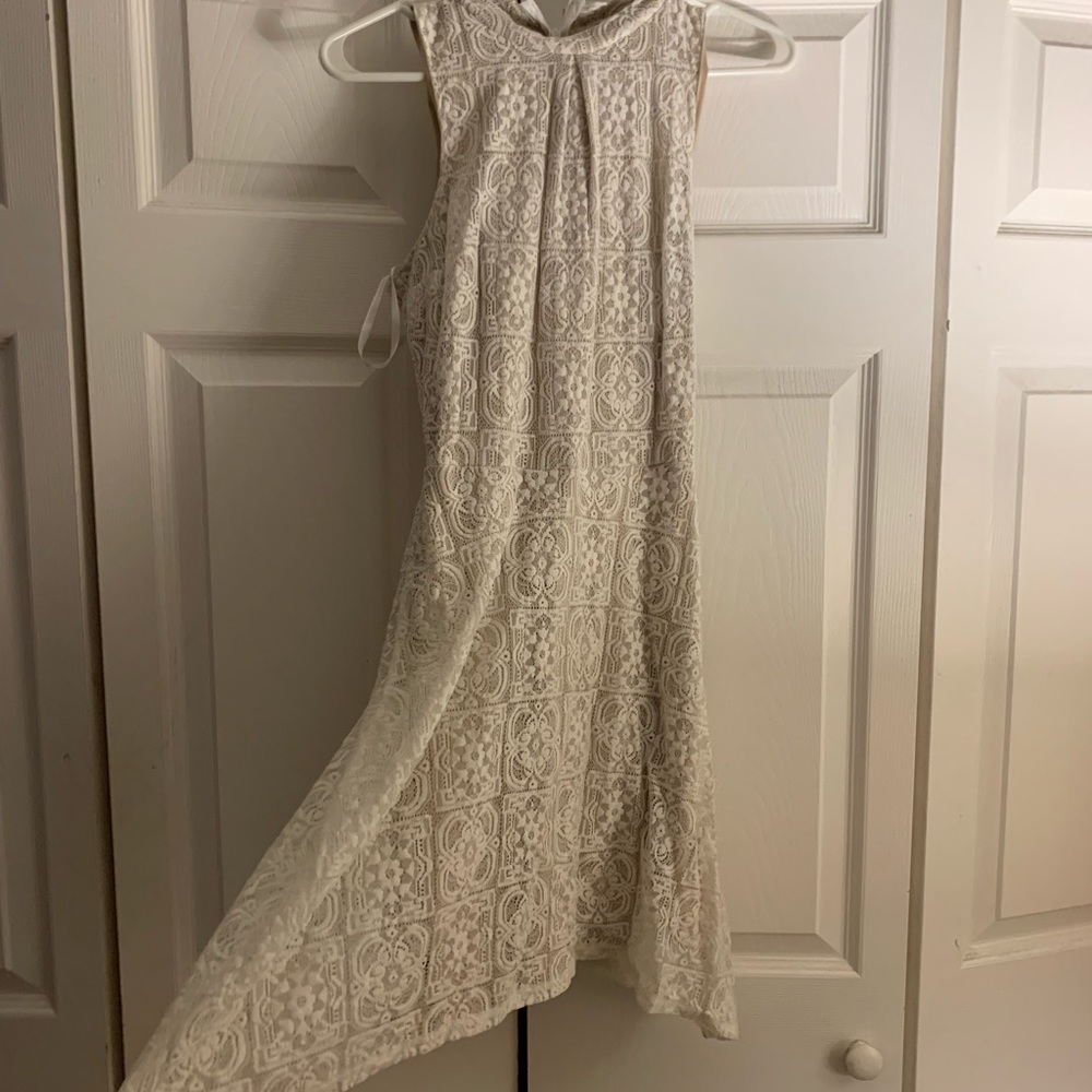 White lace mini dress